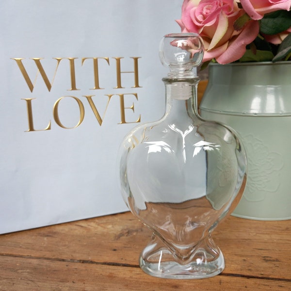 500 ml Heart Shaped Glass Bottle & Stopper Valentine's Day/Wedding Anniversary Gift/Sand Ceremony/Water/Oil/Gin/Wine Decanter/Vase/Diffuser