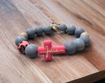 Jesus- pink-blue- Bracelet Keychain