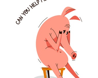 Pin the tail on the pig - Printable Art - Downloadable - Birthday Party Games