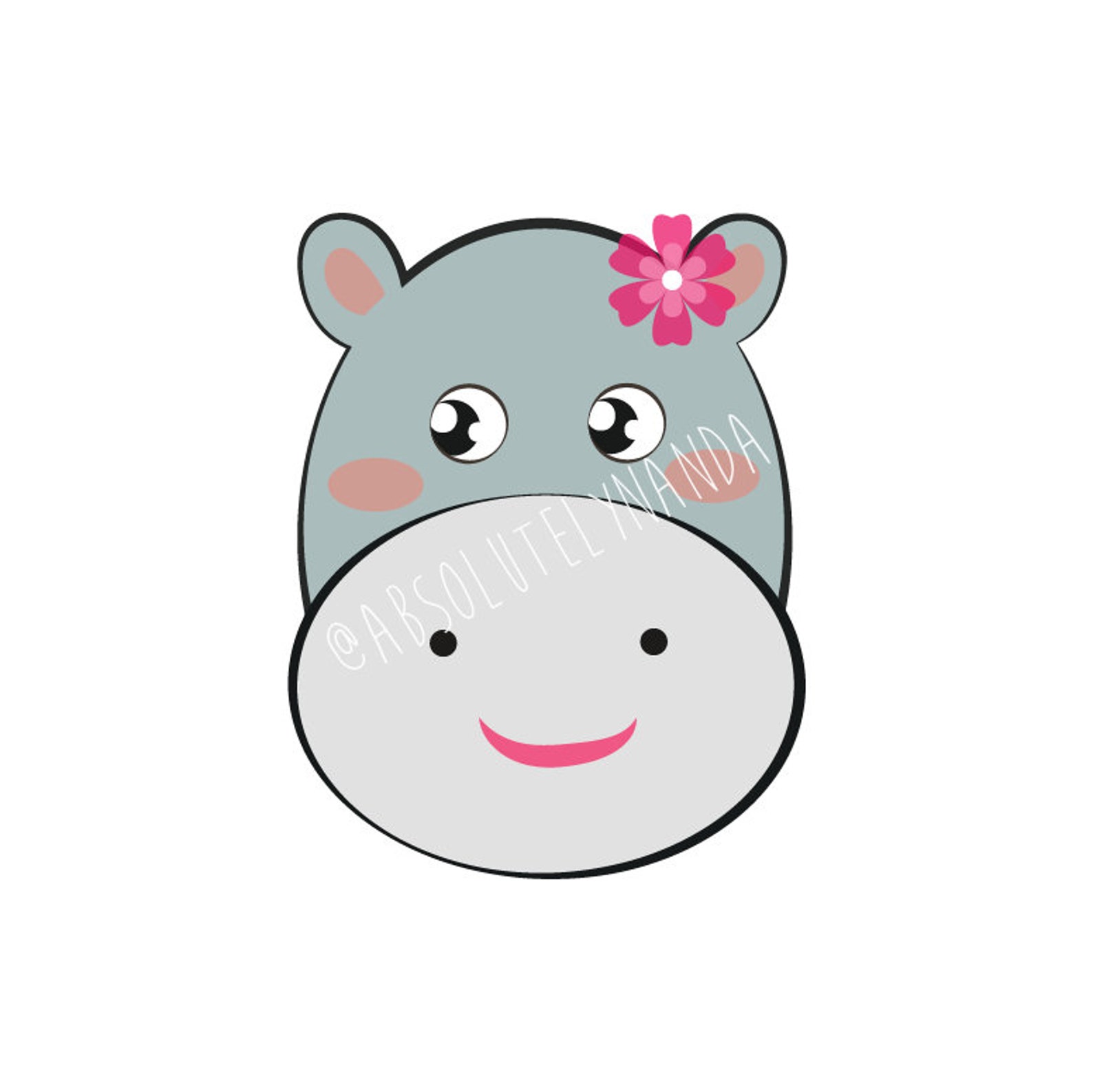 Digital Hippo Party Tags/ Labels and Stickers Hippo Party Etsy