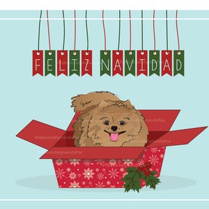 Pomeranian  as a gift Christmas Card