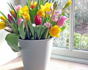 Flower bucket - hand painted