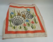 Snail Needlepoint, NINA Pre-worked Needlepoint Canvas,Mesh Needlework, 19 1 2 quot x 20 quot Floral Pillow Footstool Chair, Vintage Sew Free Ship