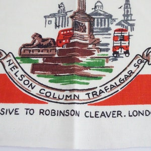 Vintage Dishtowel, London Souvenir Landmarks, Robinson Cleaver Linens,  Irish Linen Tea Towel, Woven Printed Linen, 1960s Linens Free Ship