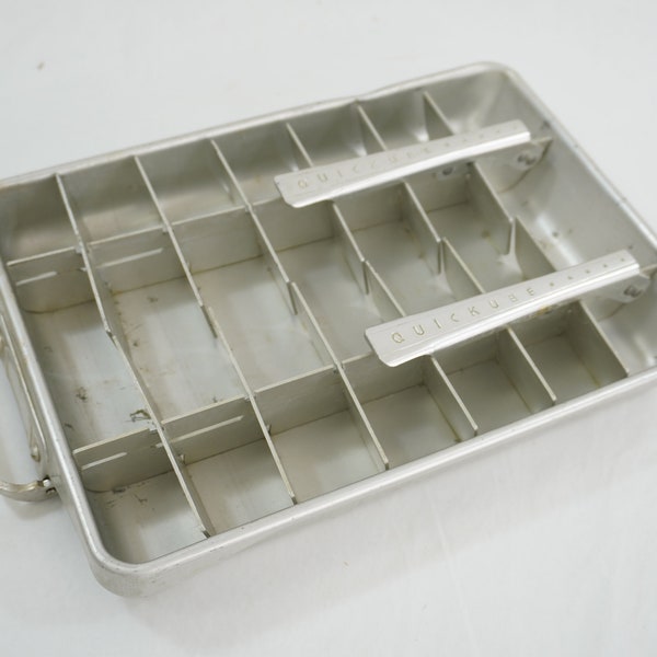 Ice Cube Tray, Frigidaire QUICKCUBE, Doublewide Aluminum Metal Mechanical Ice Cube Tray, Vintage Kitchen Appliance Parts, Free USA Ship