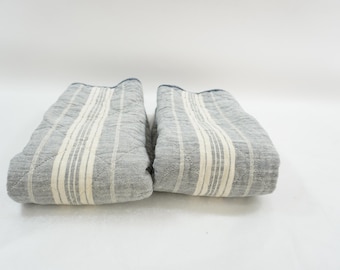 Pottery Barn Teen Pillow Shams, 2 Chambray Pillow Covers, Standard Cotton Shams, Vintage Pottery Barn, Blue Country Bedding Free USA Ship