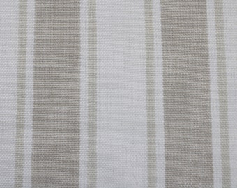 Striped Fabric, Heavy Woven Linen Striped Fabric, Off White and Tan Taupe Striped Designer Fabric, Linen Striped Fabric, Free USA Ship