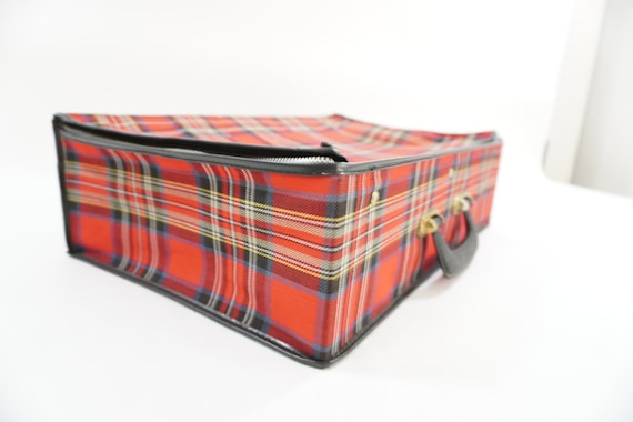 Vintage Plaid Suitcase, Folding Suitcase, Storage… - image 1