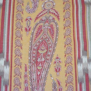 Lee Jofa Fabric, Surat Stripe, Gold Paisley Stripe Southwest Design, Cotton Linen, 3 Yards Long, Pillow, Chair Fabric Free USA Ship