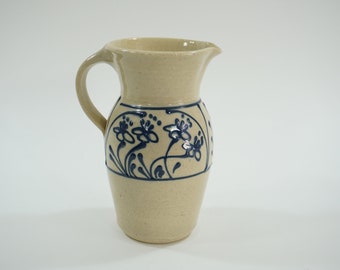 Pitcher, Vase, Hand Made Pottery, Blue and White Stoneware, Stoneware, Gogi Millner Pottery, Stoneware Vase, Free USA Ship