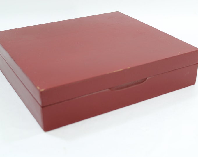 Flatware Chest, Silverware Storage Case, Cranberry Red Inside and Out