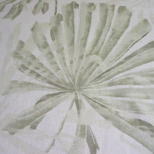 Groundworks Fabric, JIMBARAN BAY, Natural Olive Linen Cotton Leaf Pattern Fabric, 4 yards long, Designer Textiles, Free USA Ship