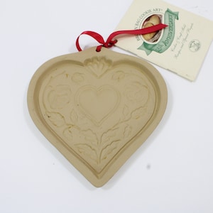 Brown Bag Cookie Art, 1997 Heart Floral Pattern, Stoneware Pan, Cooking Pan, Cookware, Pans, Baking Stone, Single Cookie Mold Free USA Ship