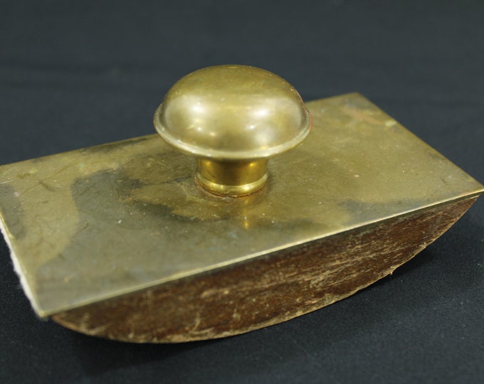 Antique Desk Blotter, Brass and Wood Blotter, Antique Ink Well Supplies