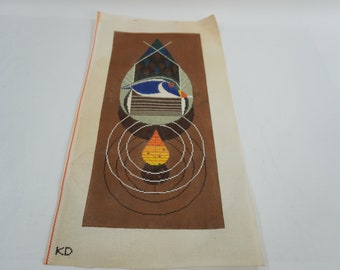 Charley Harper Needlepoint, Wood Duck, KD Artistry, Inc., 1973 Pattern, No Thread or Directions, Wood Duck Painted Canvas Free USA Ship
