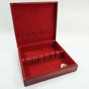 Flatware Chest, Silverware Box, Storage Cutlery Case, International Silver Organizer Tray Set, Wood Dovetail, Silverware Chest Free USA Ship