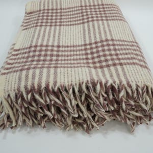 Andes Loomed by Warren of Stafford, Plaid Wool Throw w/ Fringe, Cond Issues, Alpaca Lambs Wook, Tiny Holes, Scrap Wool, Free USA Ship