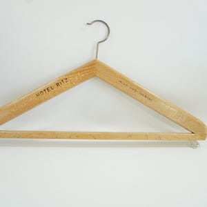 Wood & Metal Hanger, Clothes Hanger, Vintage Hotel Ritz Advertising, Clothing Store Hangers, Tailor Seamstress Hangers Free USA Ship