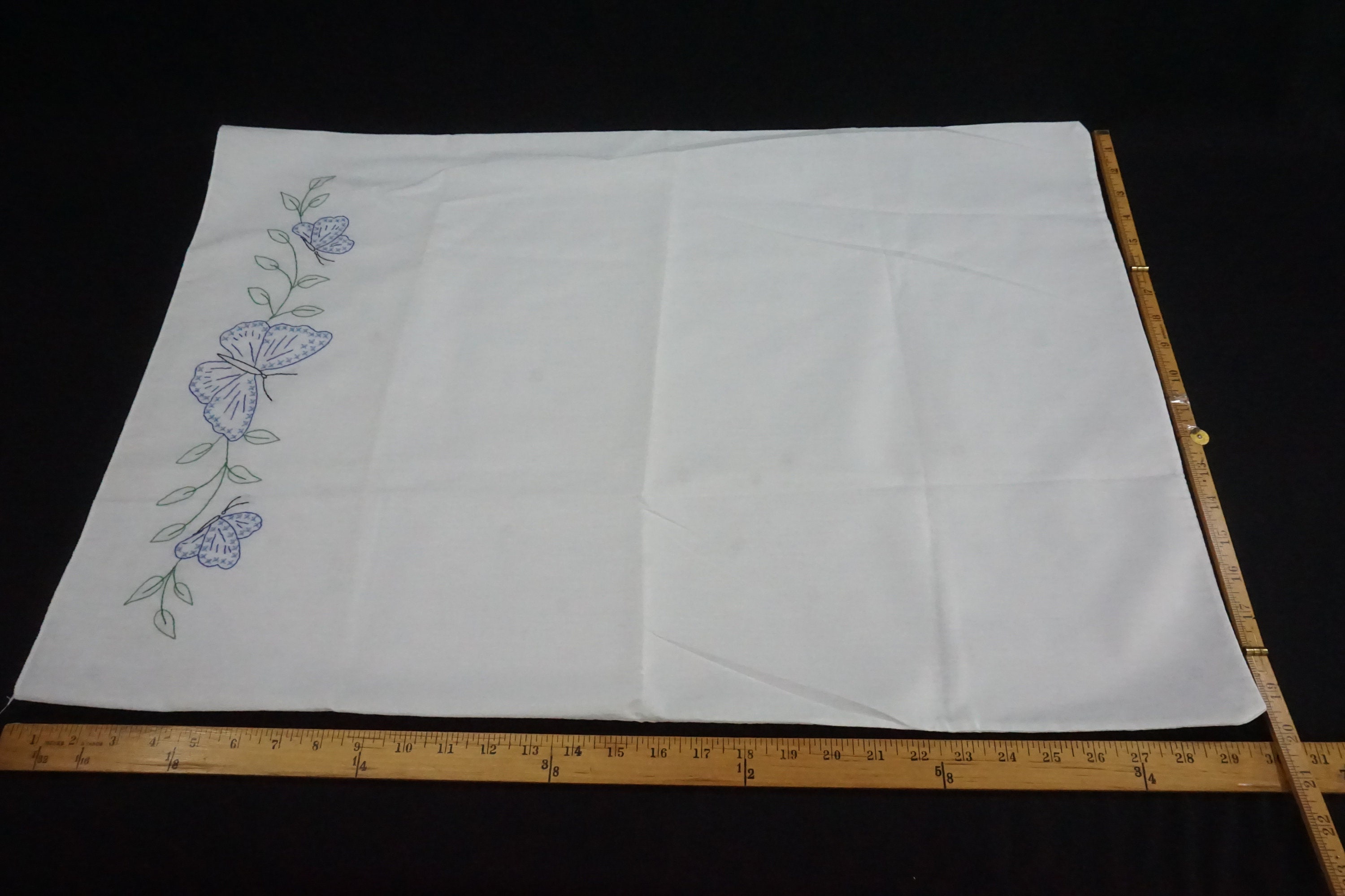 Vintage Bed Linens 2 Standard Pillowcases Embroidered Blue Etsy
