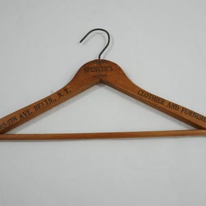 Wood & Metal Hanger, Clothes Hanger, Antique Vintage NYC Advertising, Clothing Store Hangers, Tailor Seamstress Hangers Free USA Ship