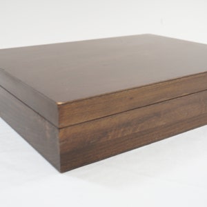 Flatware Chest, Silverware Box, Storage Cutlery Case, Dark Brown Veneer Silver Organizer, Wood Silverware Chest, Brown Felt Free USA Ship