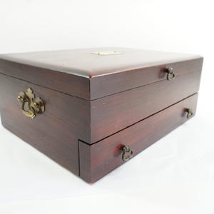 Flatware Chest, Silverware Box, Storage Cutlery Case, Silver Organizer, Mahogany, Wood, Eureka Silver Cloth, Chest w/ Drawer Free USA Ship