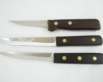 Cuchillos de chef, cubiertos, cuchillos de cocina, herramientas de restaurante, cuchillos para pelar, herramientas de carnicero vintage, 3 cuchillos Foster, RB668. Envío gratuito a EE. UU.