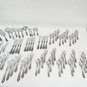 Stainless Steel Flatware, Everbrite Premier, Made in Japan, Ornate Floral Pattern, Service for 10, 82 per in set, Free USA Ship