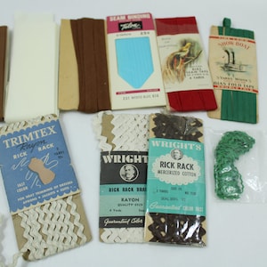 Seam Tape, Bias Trim, Vintage Seamstress Seam Tape Cards, Multiple Colors, Rick Rack, Satin Trim, Used Lot, Lot 114, Free USA Ship