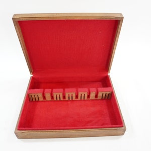 Flatware Chest, Silverware Box, Storage Cutlery Case, Brown Veneer Wood Silver Organizer, Service for 12, Wood Dividers, Free USA Ship