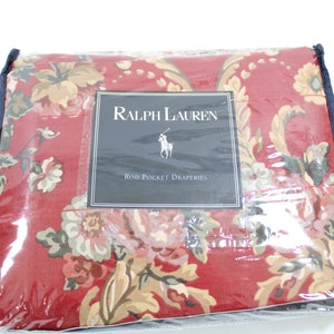 Ralph Lauren Panel-Vorhänge, Marseille Floral, NOS Ralph Lauren Rod Pocket-Drapierung, 100% gefütterte Baumwollvorhänge, 84 &quot;l