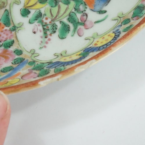 Rose Mandarin, Chinese Export, Antique Famille Rose Dish, Rose Medallion, Chinoiserie, Chips Hair Line shops Crack Late 19th C, Free USA Ship