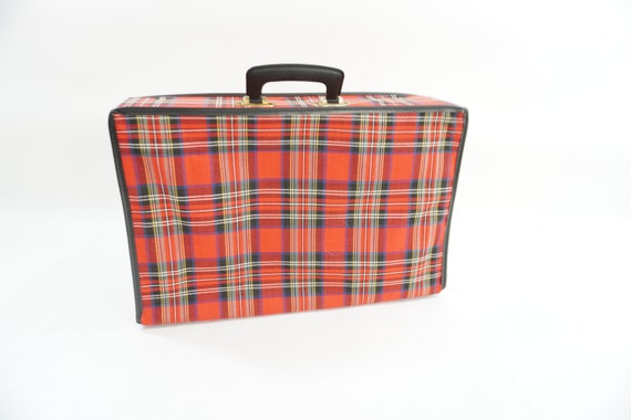 Vintage Plaid Suitcase, Folding Suitcase, Storage… - image 7