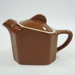 Brown Glazed Tea Pot, HALL Pottery, USA Mid Century Tea Pot, Vintage Restaurant Dishes, Diner Dishes,  Art Deco Style, Free USA Ship