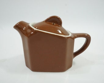Brown Glazed Tea Pot, HALL Pottery, USA Mid Century Tea Pot, Vintage Restaurant Dishes, Diner Dishes,  Art Deco Style, Free USA Ship