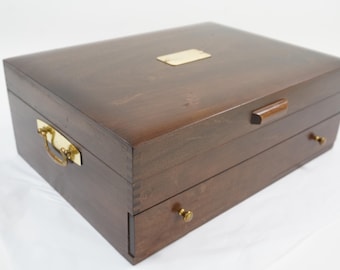 Besteckkiste, Besteckkiste, Besteckkiste, Besteckkasten, Dunkelbraun Furnier Silber Organizer, Holz Besteckkiste, Braun Filz Kostenloser Versand in die USA