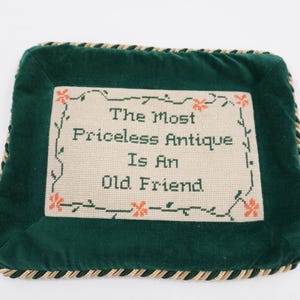 Completed Needlepoint, Needlepoint Pillow Cover, Rectangular Pillow Cover, Friends Saying on Cover, Velvet Back, Zip Close, Free USA Ship