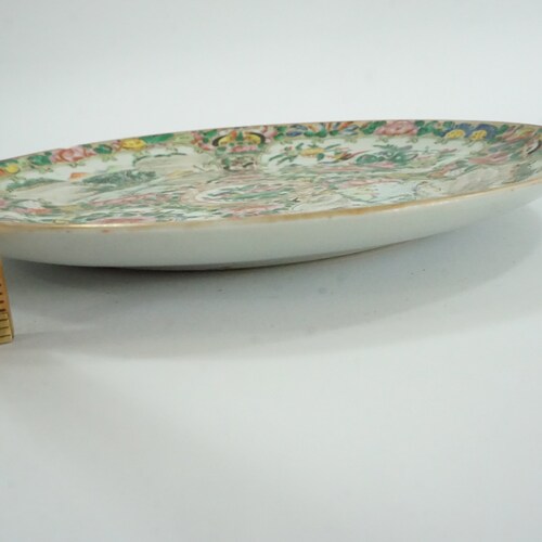 Rose Mandarin, Chinese Export, Antique Famille Rose Dish, Rose Medallion, Chinoiserie, Chips Hair Line shops Crack Late 19th C, Free USA Ship
