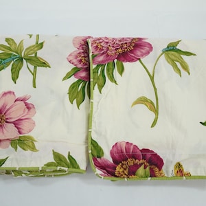 Williamsburg Bedding, Vintage Shams, Ashton Peony, 2 Standard Cotton Shames, Peony Flowers, Bugs, Butterflies, Free USA Ship
