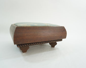 Footstool, Mahogany Wood Frame Footstool, Antique Vintage Furniture, Vintage Victorian Furniture, Free USA Ship