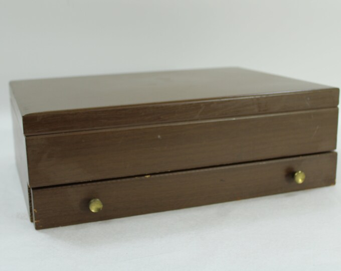 Flatware Chest Silverware Box Storage Cutlery Case Walnut Etsy
