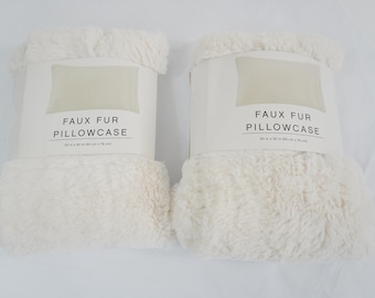 Kussenslopen van imitatiebont, witte standaard pluizige kussenslopen, set van 2, 100% polyester, feestelijke kussenslopen, gratis verzending binnen de VS