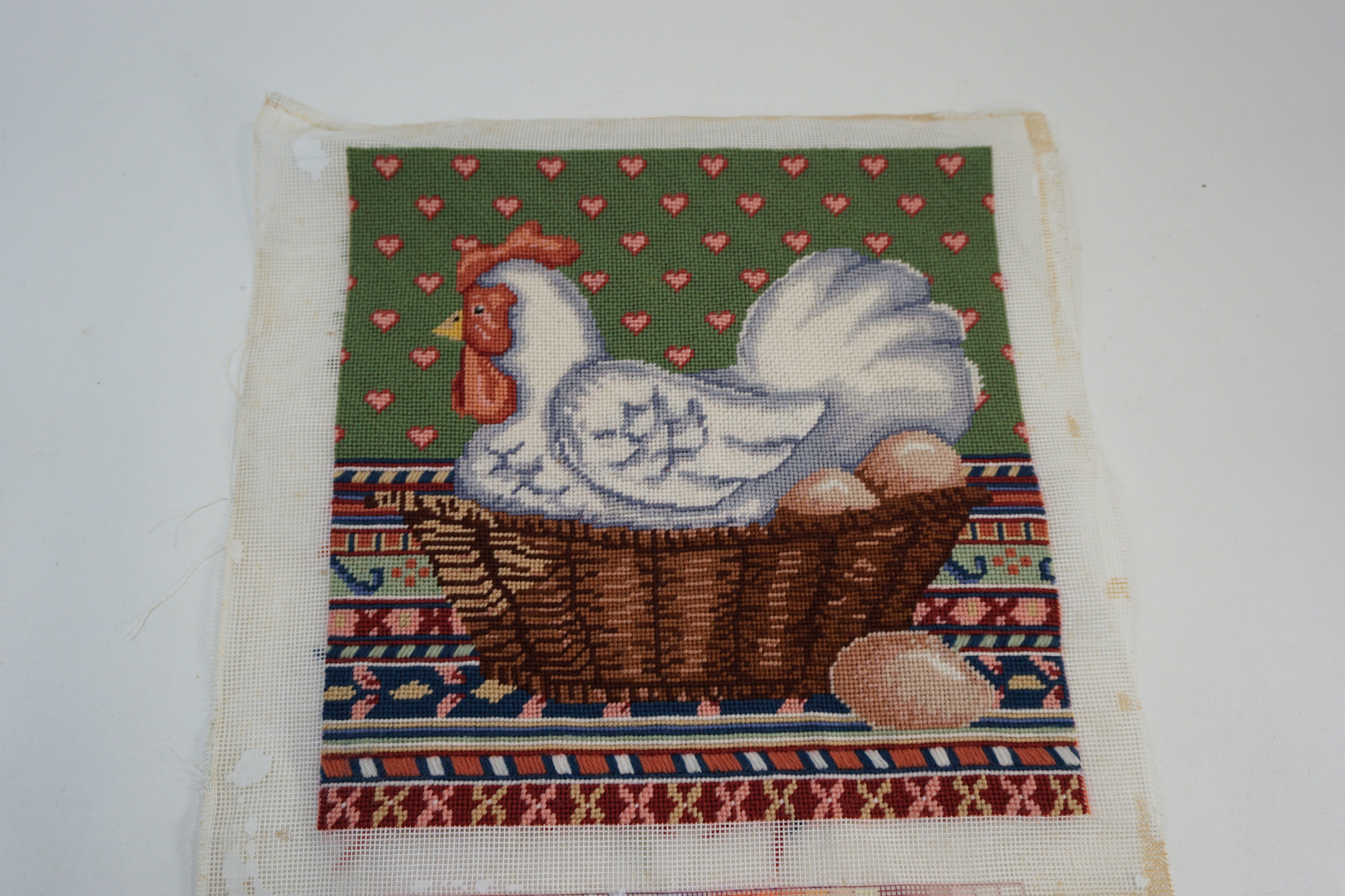 Completed Needlepoint Needlepoint Canvas Seat Cover Pillow Etsy