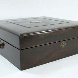 Mahogany Chest, Antique Collectible Wood Box, Storage Case, European Silverware Box, Silverware Case Chest Box,  Free USA Ship