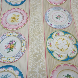 Lee Jofa Stoff, EUGENIE, Baumwoll-Chintz-Stoff, Beige, Dish Design, China-Muster, lose Ware zu verkaufen, kostenloser Versand in die USA