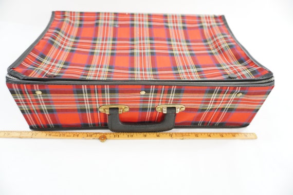 Vintage Plaid Suitcase, Folding Suitcase, Storage… - image 4