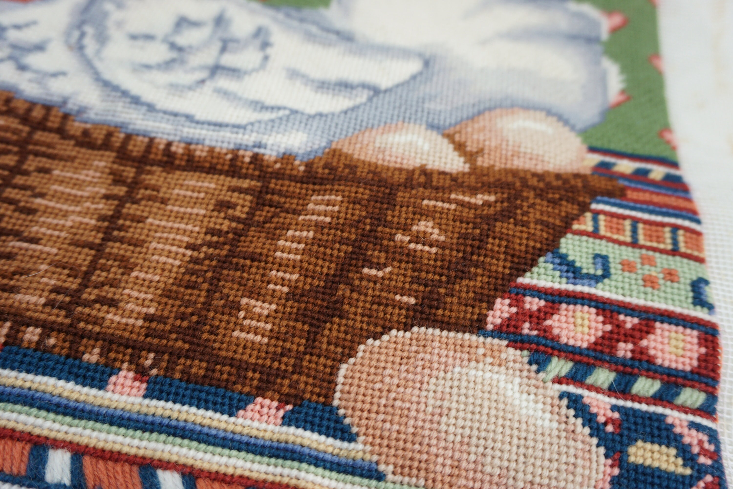 Completed Needlepoint Needlepoint Canvas Seat Cover Pillow Etsy