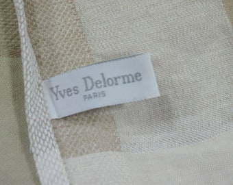 Yves Delorme Tablecloth, Jacquard Cotton Linen Woven Tablecloth, Neutral Tablecloth, 72" x 108", Made in Spain Free USA Ship
