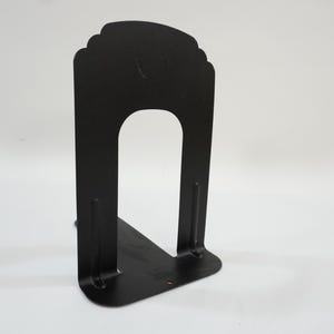 Metal Bookend, Vintage Book Holder, Shelf Decor, Library Bookend, Mid Century Demco Bookend, Large Black Bookend, Free USA Ship