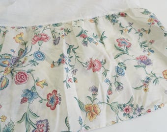 Falda de cama Laura Ashley, estampado de seda china, faldón de cama tamaño matrimonial, ropa de cama vintage Laura Ashley, envío gratis a EE. UU.
